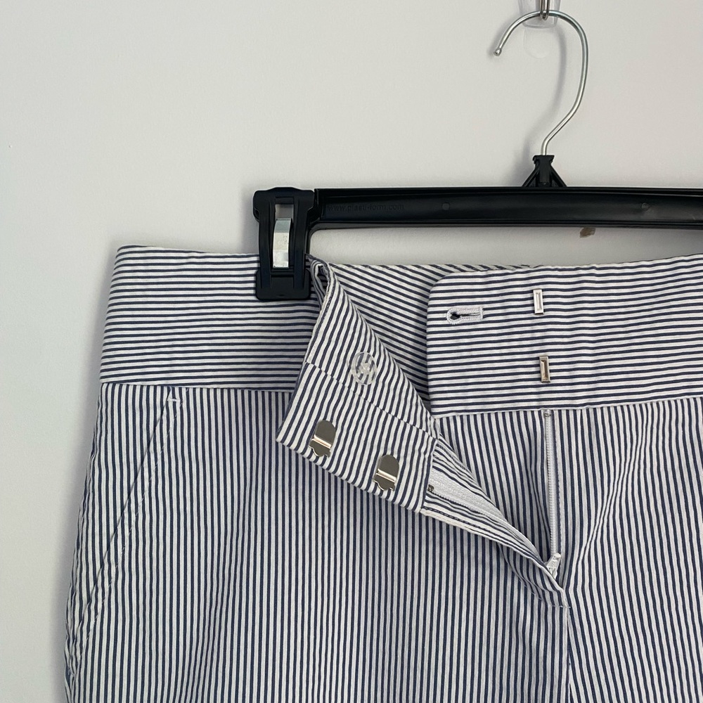 Blue and White Pinstripe Ann Taylor Straight Leg Pants